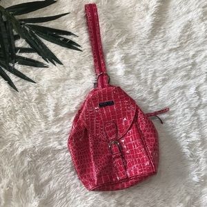 Mary Kay mini backpack faux crocodile pink NWOT